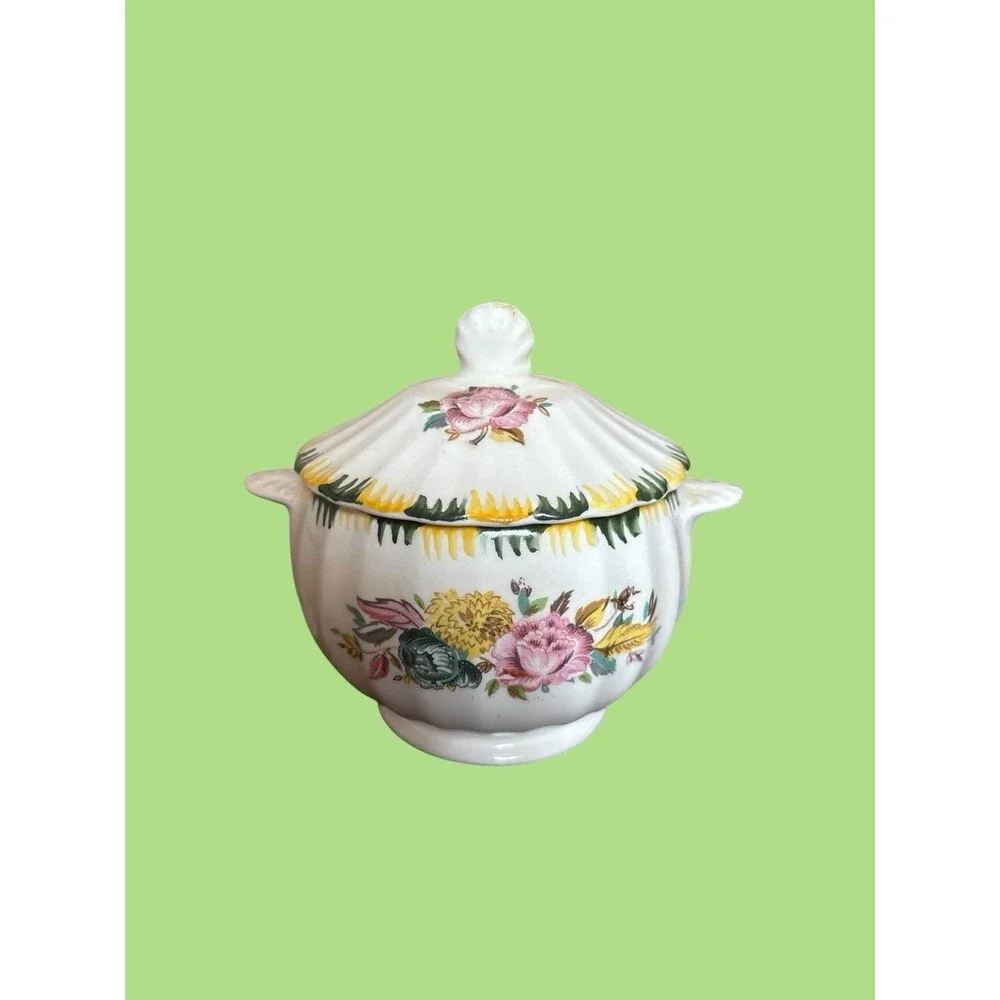 Limoges Monsoon Regency Bouquets Flowers Creamer With Lid Vintage Rare 1940s